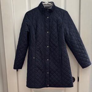 Talbots Dark Blue Quilted Puffer Jacket Size Small Petite